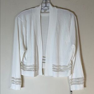 Calvin Klein Open Front Cardigan with Gold Studded Trim. Large. NWT.